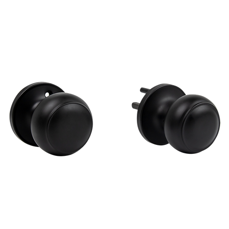 Door Handle Set Passage Function Round Black