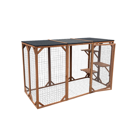180cm Large Cat Enclosure Wooden Outdoor Cage with 3 Platforms