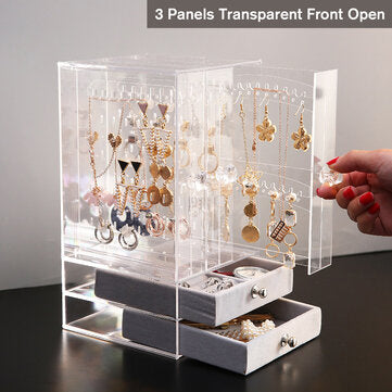 Bakeey Earrings Storage Box Jewelry Display Box Transparent Plastic Jewelry Box Earring Display Stand