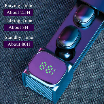 Bakeey BQC-01 TWS Earphones bluetooth 5.0 Wireless Earbuds HIFI 9D Stereo Smart Touch LED Digital Display Waterproof Sports Headphones with Mic