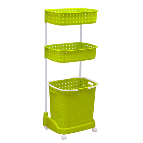 3 Tier Bathroom Laundry Clothes Baskets Bin Hamper Mobile Rack Removable Shelf