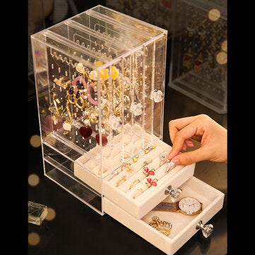 Bakeey Earrings Storage Box Jewelry Display Box Transparent Plastic Jewelry Box Earring Display Stand