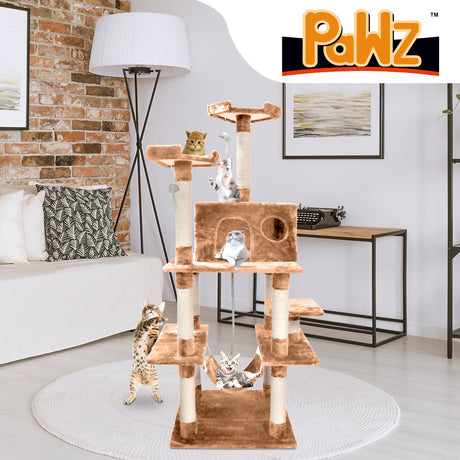 183cm Cat Scratching Post Tree Gym House Condo Furniture Scratcher Pole Brown