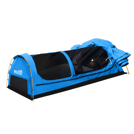 Mountview Double Swag Camping Swags Canvas Dome Tent Hiking Mattress Blue