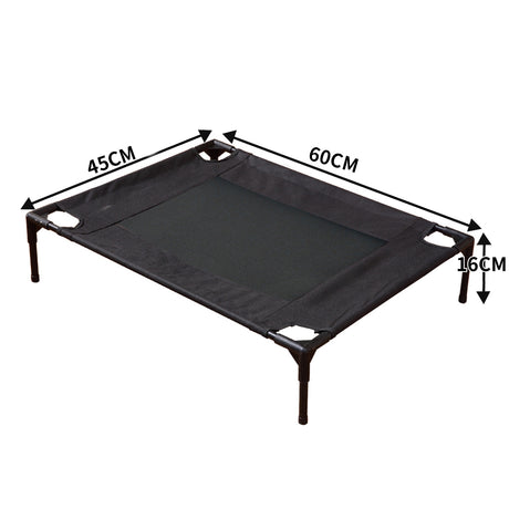 PaWz Heavy Duty Pet Bed Trampoline Dog Puppy Cat Hammock Mesh Canvas S Black