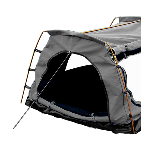Mountview Double King Swag Camping Swags Canvas Dome Tent Hiking Mattress Grey