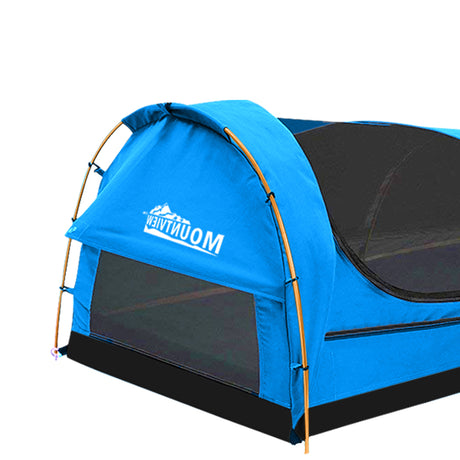 Mountview Double Swag Camping Swags Canvas Dome Tent Hiking Mattress Blue