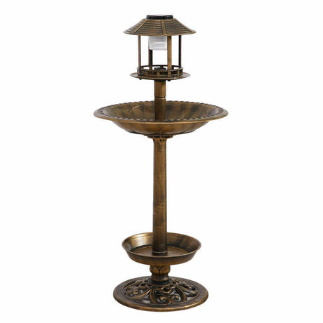2x Ornamental Garden Decor Bird Bath Feeding Station Food Feeder Solar Light
