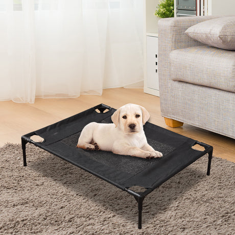 PaWz Heavy Duty Pet Bed Trampoline Dog Puppy Cat Hammock Mesh Canvas S Black
