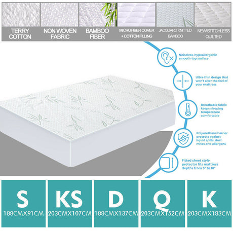 DreamZ Fitted Waterproof Bed Mattress Protectors Covers Single