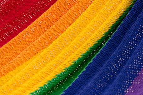 King Size Outdoor Cotton Hammock in Rainbow