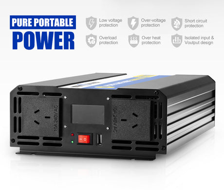 Power Inverter 12V to 240V 3000W/6000W Pure Sine Wave Camping Car Boat