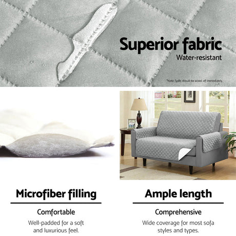 Artiss Sofa Cover Quilted Couch Covers Protector Slipcovers 3 Seater Grey