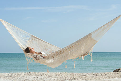 Deluxe Outdoor Cotton Mexican Hammock in Cream Colour King Size