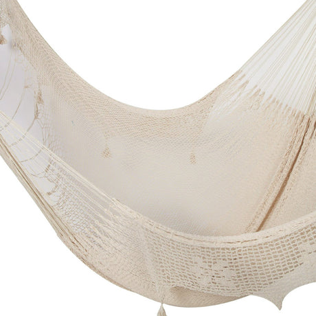 Deluxe Outdoor Cotton Mexican Hammock in Cream Colour Queen Size