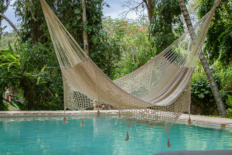 Deluxe Outdoor Cotton Mexican Hammock in Cream Colour King Size