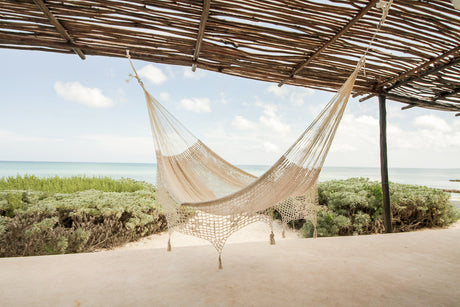 Deluxe Outdoor Cotton Mexican Hammock in Cream Colour Queen Size