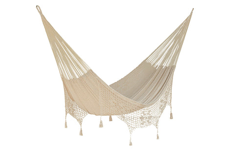 Deluxe Outdoor Cotton Mexican Hammock in Cream Colour Queen Size