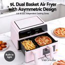 Devanti Air Fryer 9L Dual Zone Fryers 2600W Pink