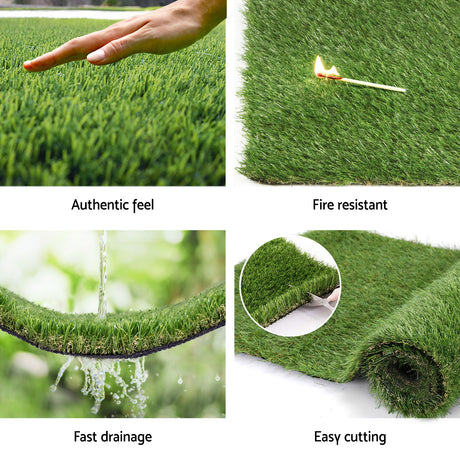 Primeturf Artificial Grass 30mm 2mx5m 50SQM Synthetic Fake Lawn Turf Plastic Plant 4-coloured