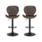 Artiss 2x Bar Stools Kitchen Swivel Gas Lift Counter Chair Wing PE Rattan Brown