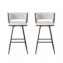Artiss 2x Bar Stools Kitchen Dining Chair Counter Stool Woven Velvet Metal Ivory