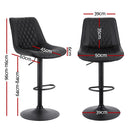 Artiss 4x Bar Stools Kitchen Swivel Gas Lift Counter Chair Diamond Leather Black