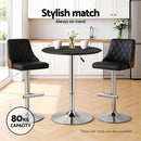 Artiss Bar Table Round Swivel Height Adjustable 62cm Modern PVC Leather Black