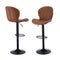 Artiss 2x Bar Stools Kitchen Swivel Gas Lift Counter Chair Shell Leather Brown