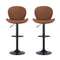 Artiss 2x Bar Stools Kitchen Swivel Gas Lift Counter Chair Shell Leather Brown