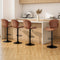 Artiss 4x Bar Stools Kitchen Swivel Gas Lift Counter Chair Shell Leather Brown
