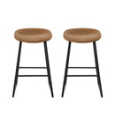 Artiss 2x Bar Stools Kitchen Dining Chairs Counter Stool PU Leather Metal Brown