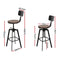 Artiss 4x Bar Stools Kitchen Dining Chairs Adjustable Wood Stool w/Backrest