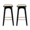 Artiss 2x Bar Stools Rattan Counter Kitchen Dinning Chair Bamboo Saddle Black