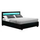 Artiss Bed Frame Double Size LED Gas Lift Black COLE
