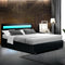 Artiss Bed Frame Double Size LED Gas Lift Black COLE