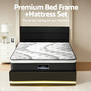Artiss RGB LED Queen Bed Frame with 32cm Giselle Mattress Set