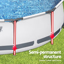 Bestway Swimming Pool 427x427x122cm Steel Frame Above Ground Pools Round Filter Pump Ladder