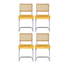 Artiss Dining Chairs Set of 4 Velvet Rattan Cantilever Yellow