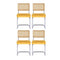 Artiss Dining Chairs Set of 4 Velvet Rattan Cantilever Yellow
