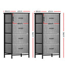 Artiss Set of 2 Chest of 4 Drawers Storage Dresser Tallboy Grey