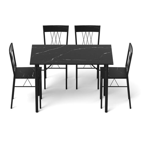 Artiss Dining Table and Chairs Set of 5 Compact Kitchen Furniture Marble Black