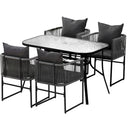 Gardeon 5PCS Outdoor Dining Set Table and Chairs Rope Patio Furniture Garden Black