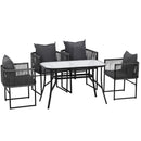 Gardeon 5PCS Outdoor Dining Set Table and Chairs Rope Patio Furniture Garden Black