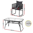 Gardeon 5PC Outdoor Dining Set Table and Chairs Patio Furniture Garden Bistro Set Black