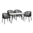 Gardeon 5PC Outdoor Dining Set Table and Chairs Garden Patio Furniture Bistro Set Black