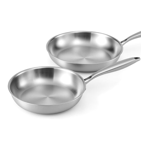 5-star Chef Frying Pan Stainless Steel Uncoated Twin Frypan Set 25/30cm Silver