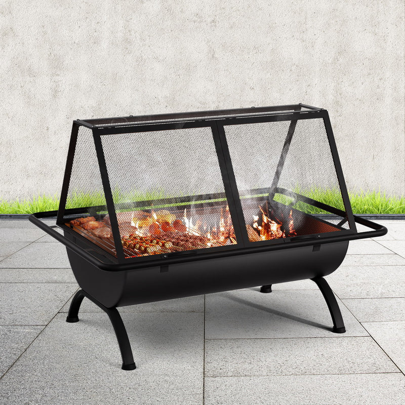 Grillz Fire Pit BBQ Grill Outdoor Fireplace Steel