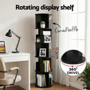 Artiss 5 Tiers Bookshelf Swivel Bookcase Display Shelves Stand Round Black