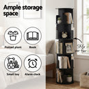 Artiss 5 Tiers Bookshelf Swivel Bookcase Display Shelves Stand Round Black